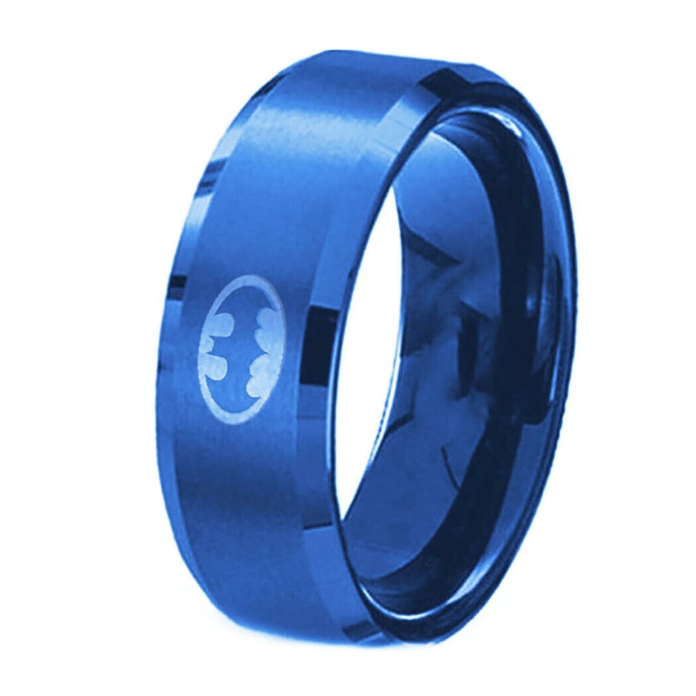 8MM Men Women Stainless Steel Band Ring Batman New